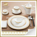 Bone china dinnerware estilo italiano definido árabe para 6 pessoas com decalque de ouro